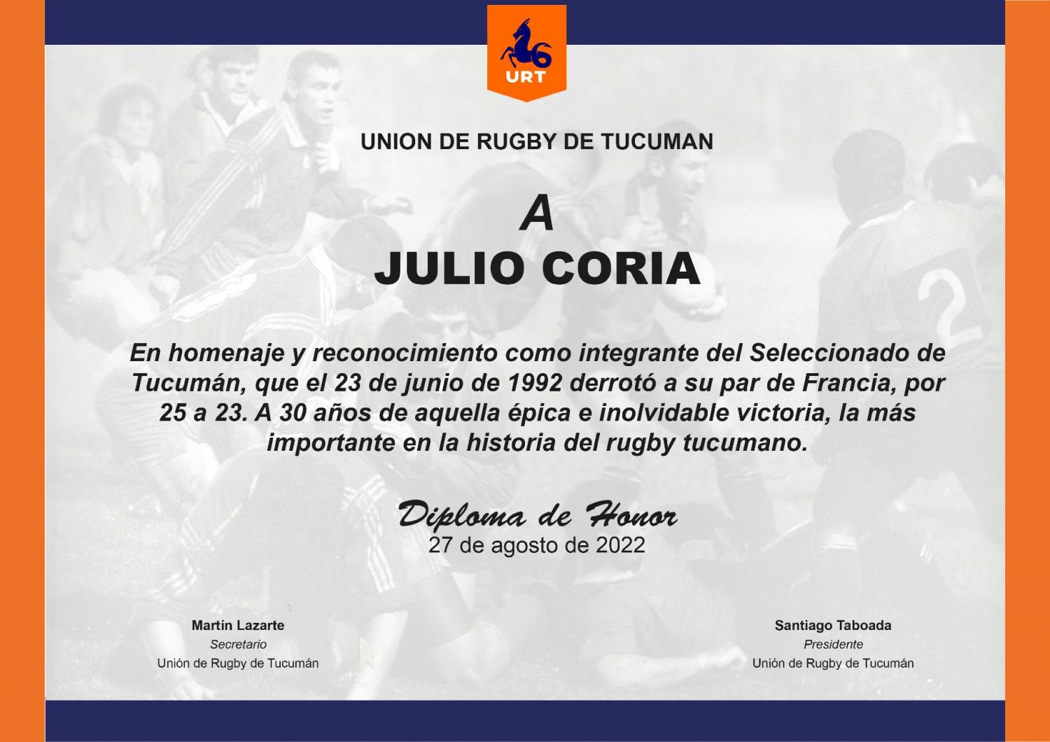 DIPLOMA 92. El recordatorio que recibieron los integrantes del equipo que le ganó a Francia 