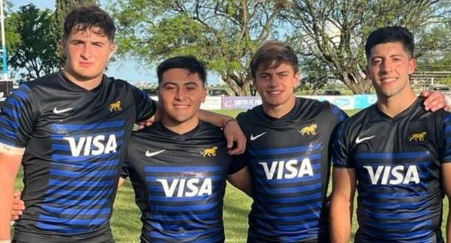 Tucumanos presentes en los pumitas. De izquierda a derecha: Joaquín Aguilar, Tomás Medina, Rafael Ogorman y Clemente López García luego de jugar el Sudamericano. 